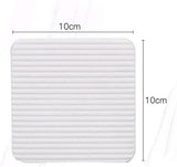 Size diagram: each non-slip rug pad measures 10 cm by 10 cm