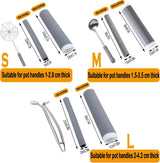 Size chart: large fits pot handles 2.4 to 4.2 cm thick