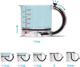 Adjustable measuring cup filled with water at the one cup setting
